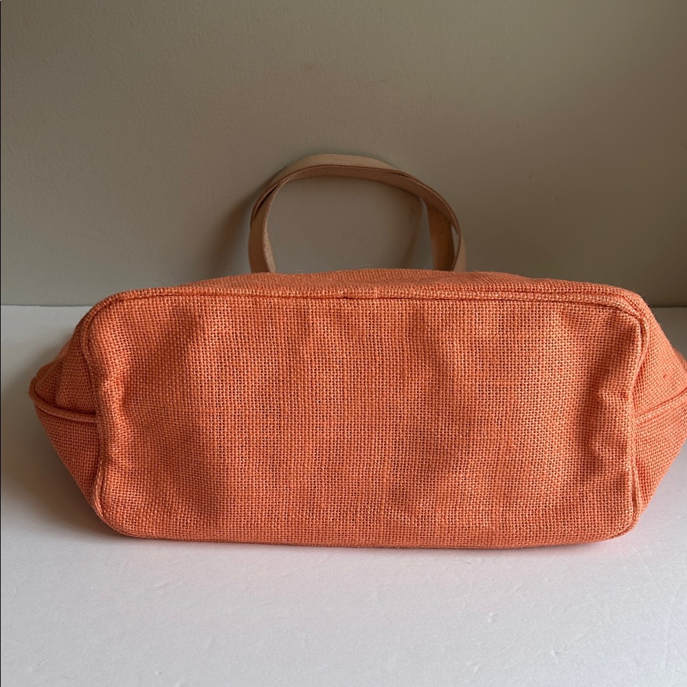 NWOT Ballard Jute Tote Bag in Orange with ‘Tutto’ Embroidered Design - Picture 5 of 8